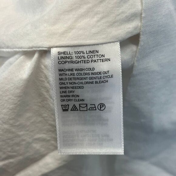 TOMMY BAHAMA Dress XS White Linen Sleeveless Embroidered Lined V-Neck Pockets - Picture 6 of 11